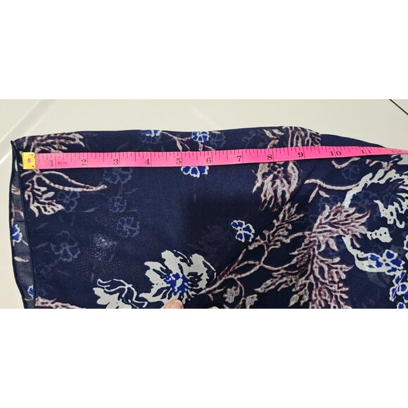 Floral Navy Blue Maxi Dress XXL W/Spaghetti Straps & Sheer Overlay Design - Picture 8 of 13